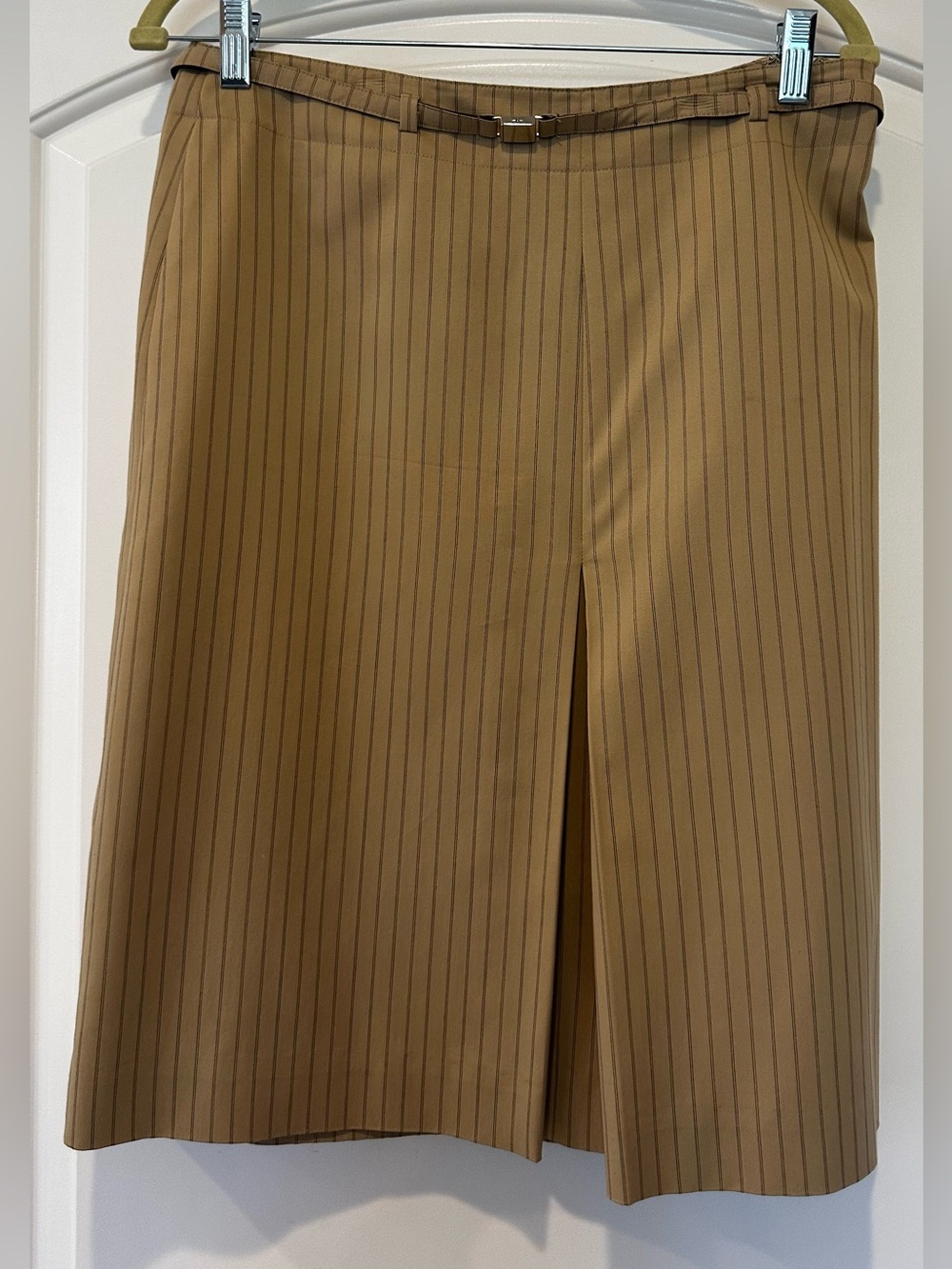 Ann Taylor Tan Pinstripe A-Line Skirt